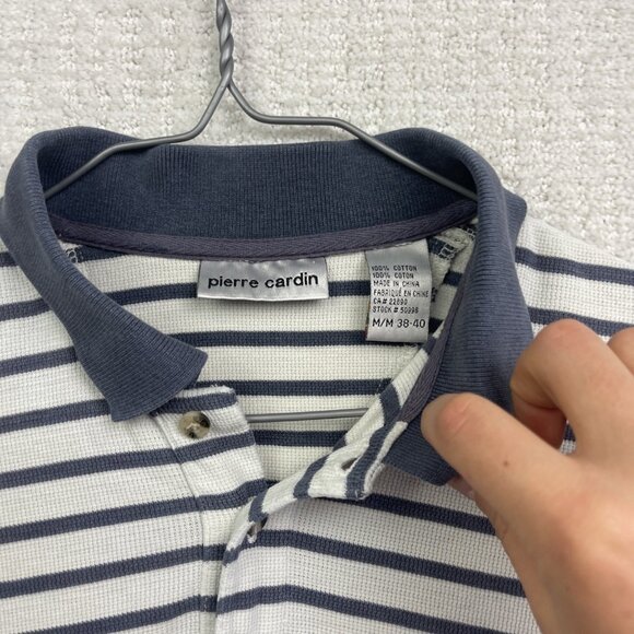 Pierre Cardin Shirt Mens Size Medium Blue Striped Short Sleeve Polo Rugby - Picture 9 of 16